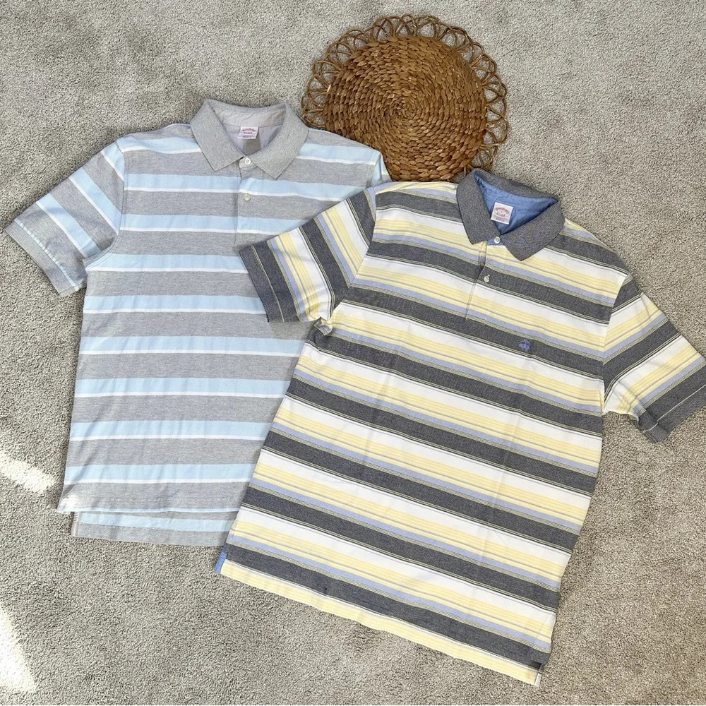 Brooks Brothers Men’s Bundle (2) Performance Cotton Polo Shirt Striped Size L - Picture 1 of 15
